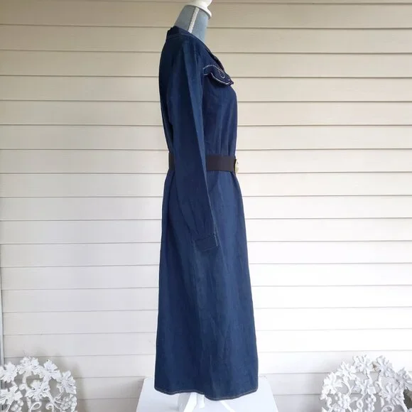 Vintage 70s/early 80s Union Made Forever Young long denim shirt dress western - Picture 4 of 9